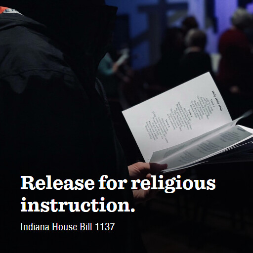 IN HB1137 2024 Release for religious instruction