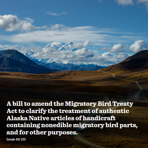 S.255 119 A bill to amend the Migratory Bird Treaty Act to clarify the treatment of authentic Alaska