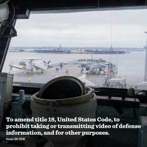 H.R.2939 119 To amend title 18 United States Code to prohibit taking or transmitting video of defense i