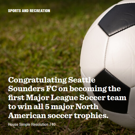 H.Res.740 119 Congratulating Seattle Sounders FC on becoming the first Major League Soccer team to win a