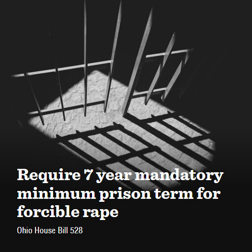 OH HB528 136 Require 7 year mandatory minimum prison term for forcible rape