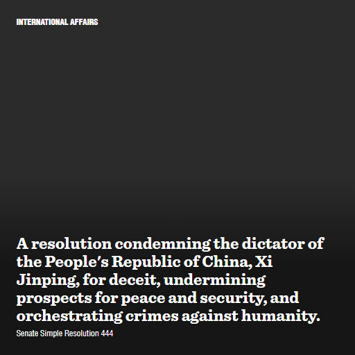 S.Res.444 119 A resolution condemning the dictator of the Peoples Republic of China Xi Jinping for decei