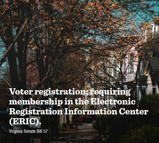 VA SB57 2026 Voter registration requiring membership in the Electronic Registration Information Center