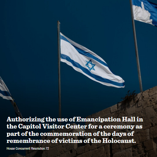 H.Con.Res.72 119 Authorizing the use of Emancipation Hall in the Capitol Visitor Center for a ceremony as p