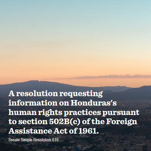 S.Res.616 119 A resolution requesting information on Hondurass human rights practices pursuant to sectio