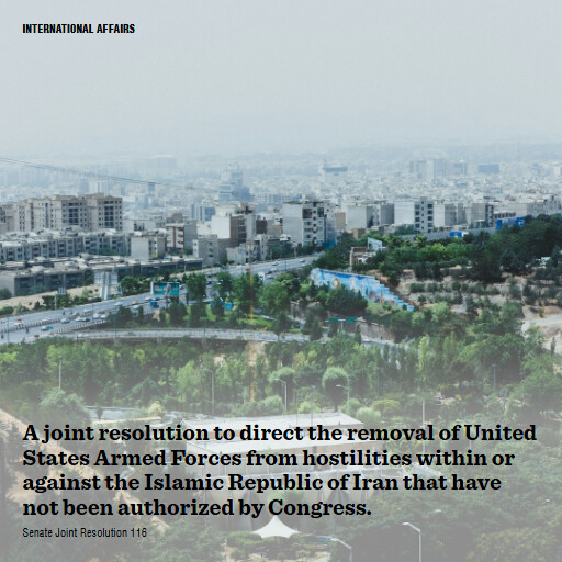 S.J.Res.116 119 A joint resolution to direct the removal of United States Armed Forces from hostilities wi