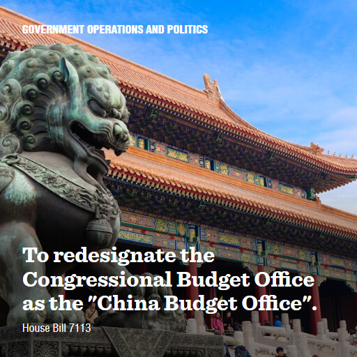 H.R.7113 119 To redesignate the Congressional Budget Office as the China Budget Office 2
